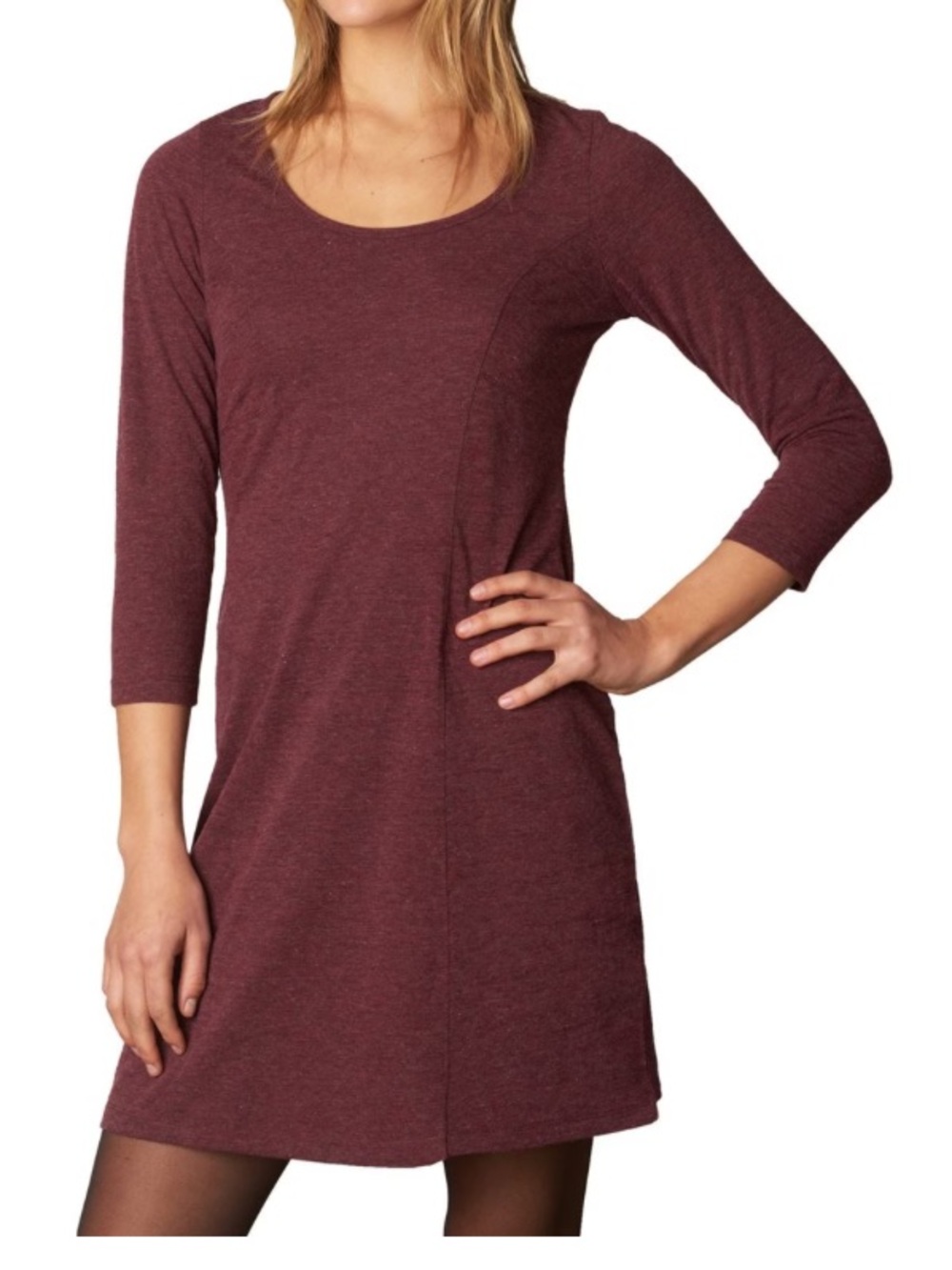 Prana Women's Wool Blend Soskia Dress Midi Dress in Maroon Heather Small